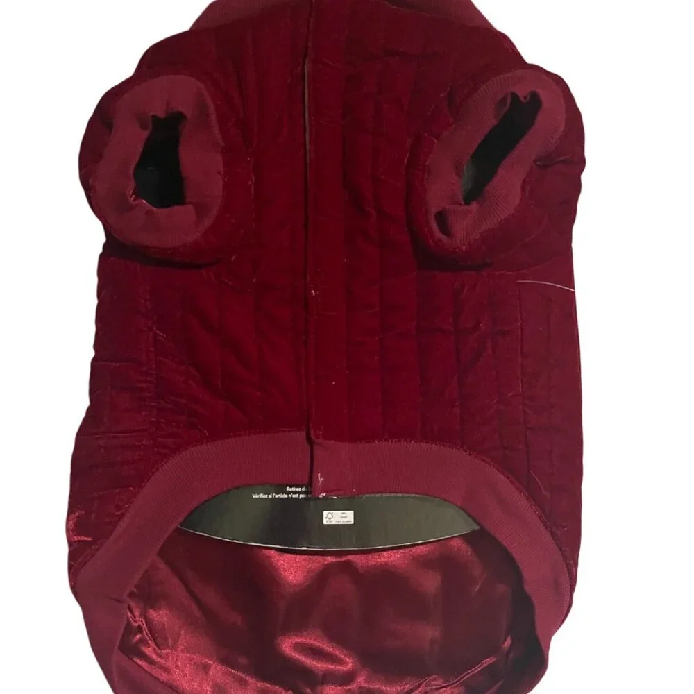 IMNYC Isaac Mizrahi Quilted Dog Coat Size Large Red Polyester Lining